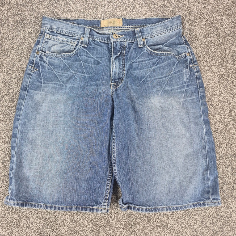 BKE Derek Jean Shorts‎ Mens 33 Blue Denim Whiskering Cotton